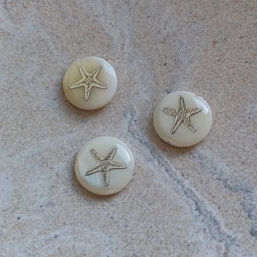 Perle palet étoile de mer argentée 15mm par7-3