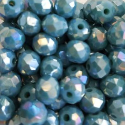 Perles à facettes vertes 6x4mm x30 pve9-7.