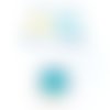 Pendentif rond, verre facetté turquoise 20x17mm ar61-1