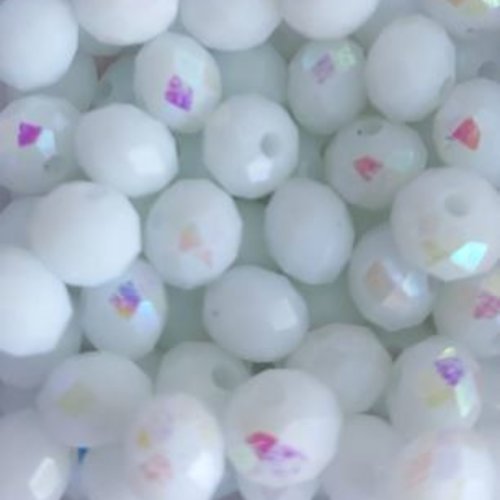 Perles à facettes blanches 6x4mm x30 pblc1-8.