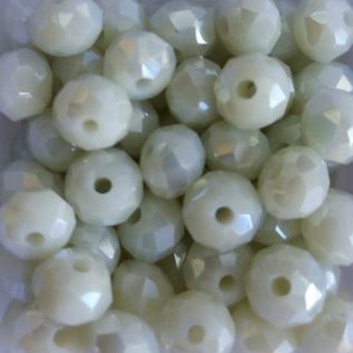 Perles à facettes blanc cassé 6x4mm x30 pblc1-9.
