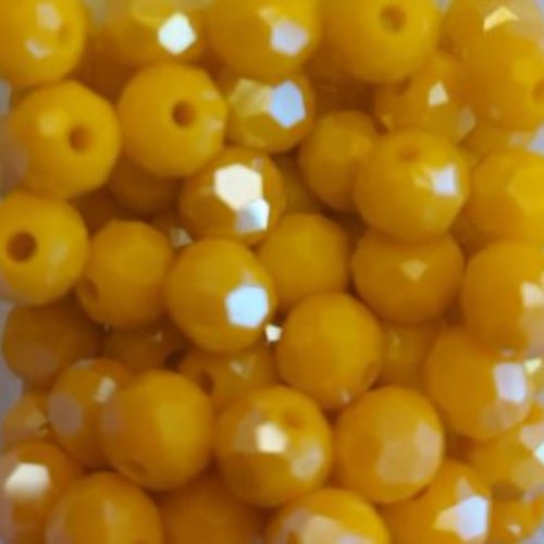 Perles à facettes jaune moutarde 6x4mm x30 pja2-20