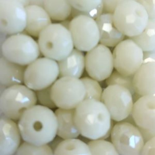 Perles à facettes blanc cassé 6x4mm x30 pblc5-17.