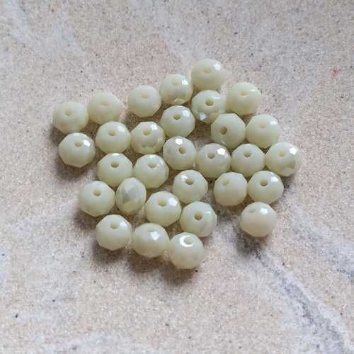 Perles rondelles à facettes blanc cassé 6x4mm x30 pblc5-17
