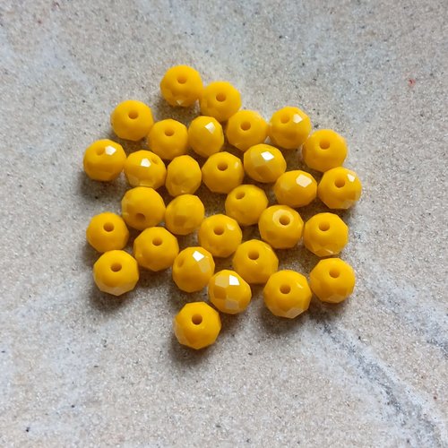 Perles rondelles à facettes jaunes 6x4mm x30 pja5-20