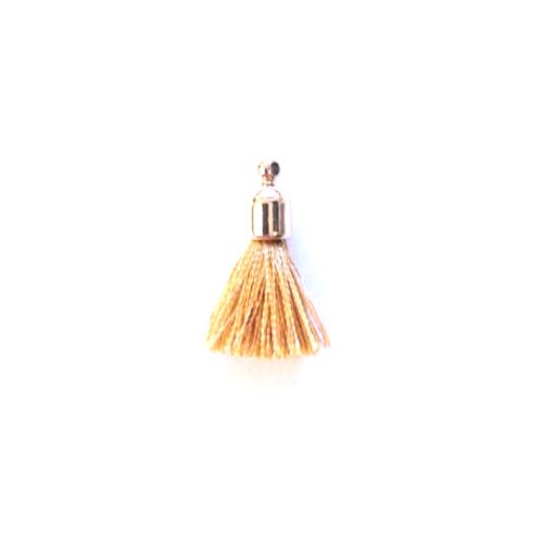 Pompon beige imitation soie embout doré 30mm pomcd-121