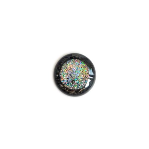 Cabochon noir pailleté en résine 18mm car20-17