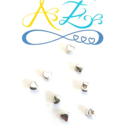 Perles coeurs argentées 3,5x4mm x30 par6-23.