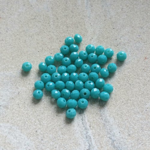 Perles rondelles à facettes turquoise 4x3mm x50 ptu4-10