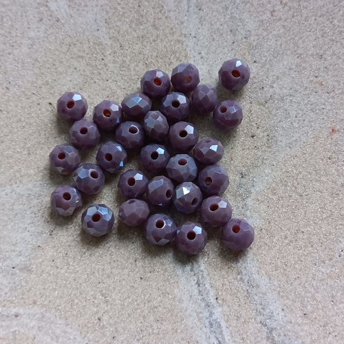 Perles rondelles à facettes violettes 6x4mm x30 pvi5-24.