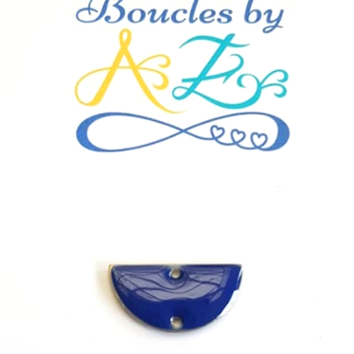 Sequin émaillé demi-lune connecteur bleu marine 10x21mm ble30-10