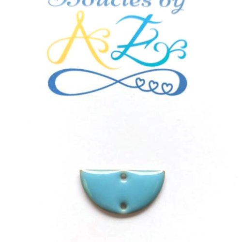 Sequin émaillé demi-lune connecteur bleu gris 10x21mm gr1-10