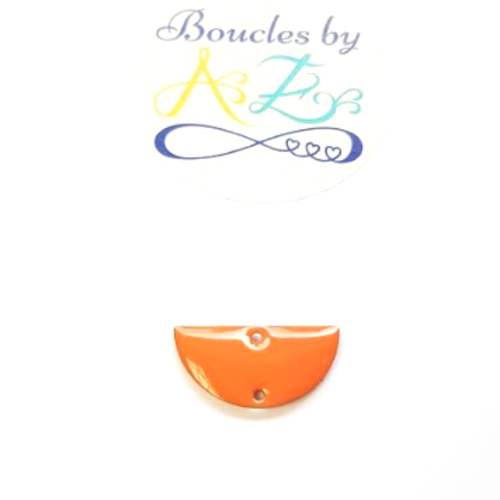 Sequin émaillé demi-lune connecteur orange 10x21mm or10-8