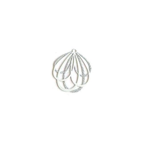 Estampe filigrane boucles blanche en métal 26x24mm x1 ou x10 blc2-4