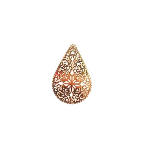 Estampe filigrane goutte or rose 40x26mm gedo-35