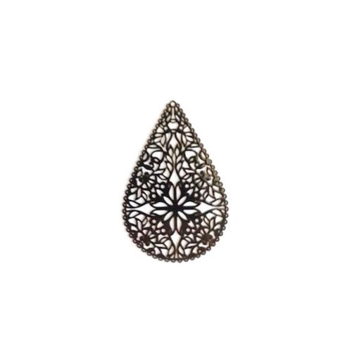 Estampe filigrane goutte noire 40x26mm geno-75