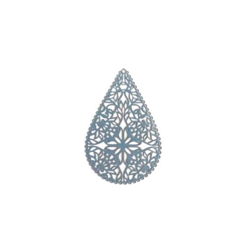 Estampe filigrane goutte grise 40x26mm gegr-14