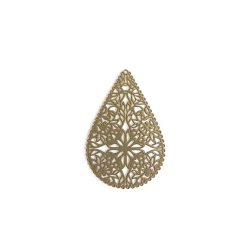 Estampe filigrane goutte marron 40x26mm gema-33