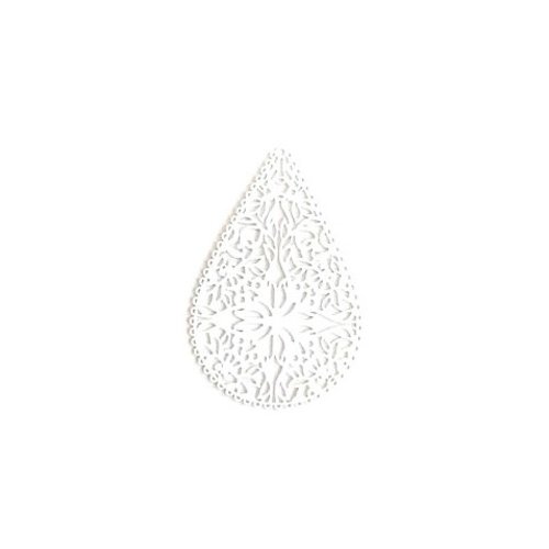 Estampe filigrane goutte blanche 40x26mm geblc-88
