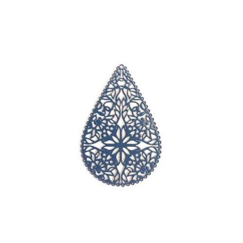 Estampe filigrane goutte bleu marine 40x26mm geble-91