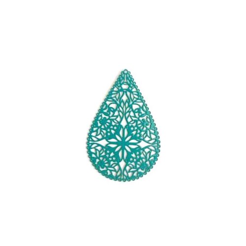 Estampe filigrane goutte verte 40x26mm geve-100