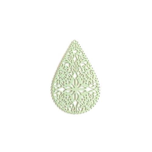Estampe filigrane goutte verte 40x26mm geve-101