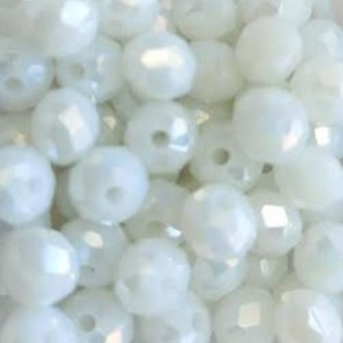 Perles à facettes blanches 6x5mm x30 pblc1-7.