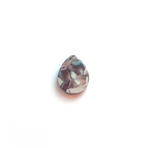 Pendentif goutte grise en acétate 18x13mm gemu-28