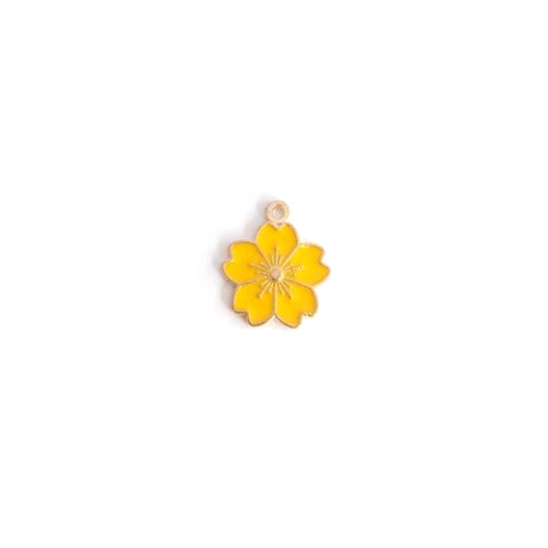Breloque fleur émaillée dorée et jaune 20x17mm ja5-7