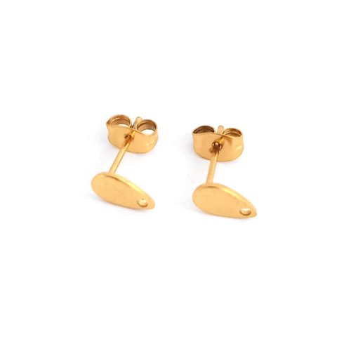 Clous d'oreilles dorés en forme de goutte en acier inoxydable 8x5mm sbopu-72