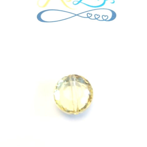 Perle facettée, rond plat, jaune 12mm pja8-14
