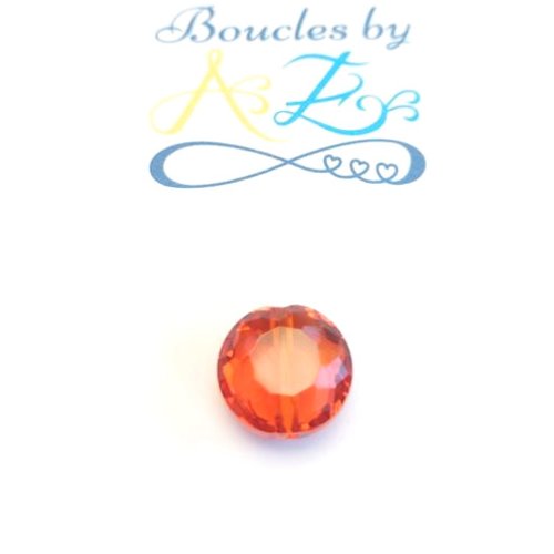 Perle facettée, rond plat, rouge 12mm prou6-16