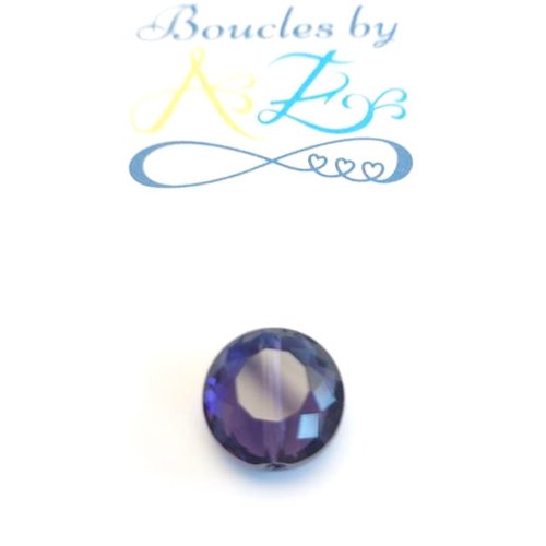 Perle facettée, rond plat, violette 12mm pvi9-5