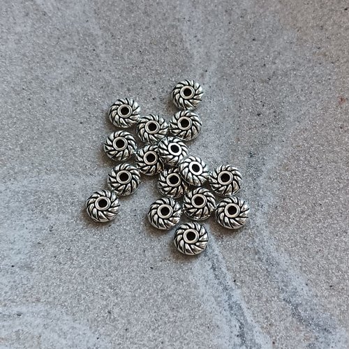 Perles intercalaires rondelles argentées 6mm x30 par2-3