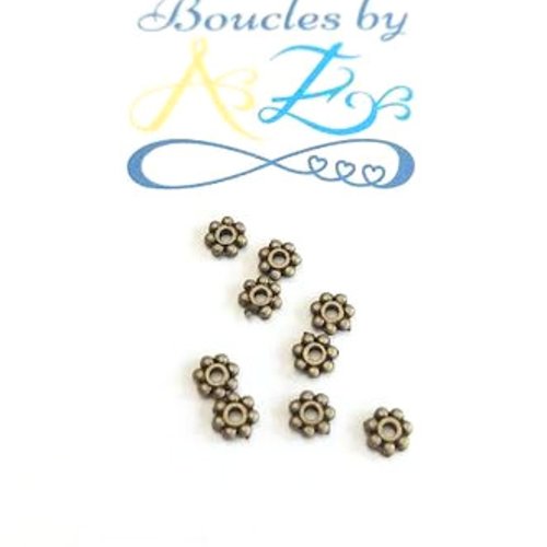 Perles intercalaires fleurs bronze 4mm x50 pbr1-23.