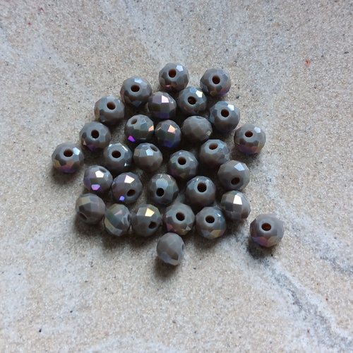 Perles rondelles à facettes grises 6x4mm x30 pgr1-4