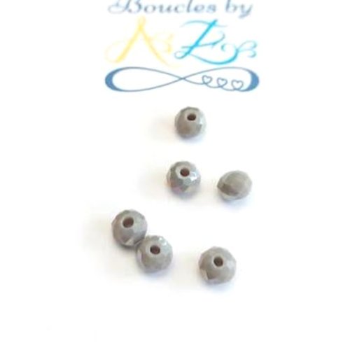Perles à facettes grises 6x4mm x30 pgr1-4.