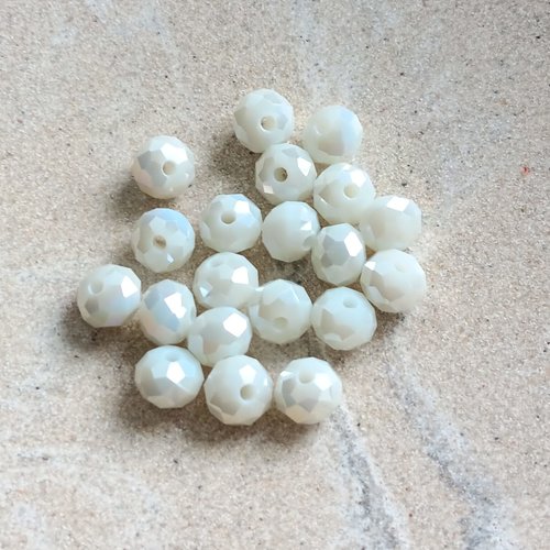 Perles à facettes blanches 8x6mm x20 pblc2-19