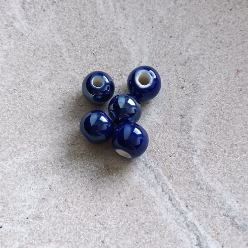 Perles bleu marine en céramique 8mm x5 pble1-14