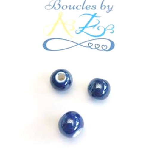 Perles bleu marine en céramique 8mm x5 pble1-14.