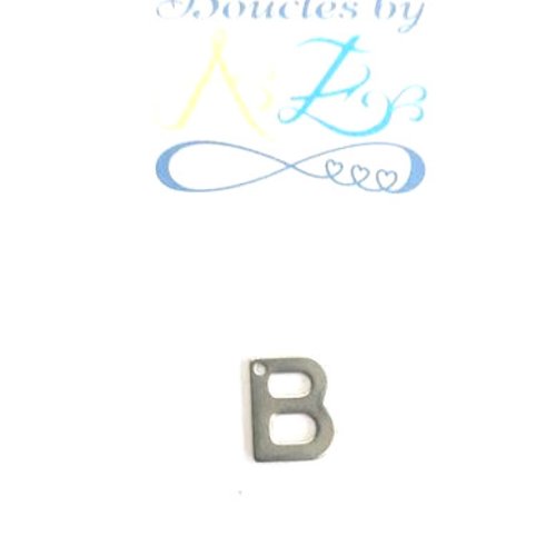 Pendentif lettre b en acier inox argenté init3-b