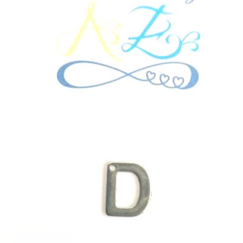 Pendentif lettre d en acier inox argenté init3-d