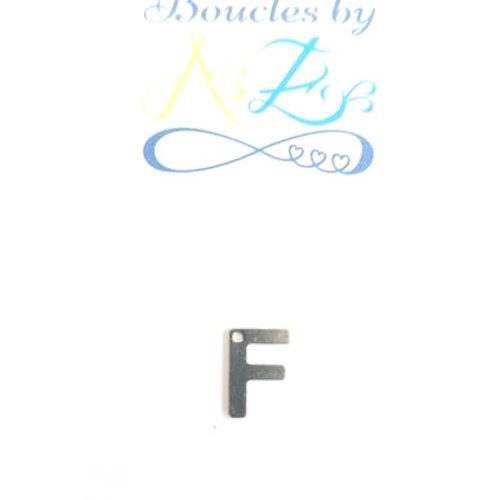 Pendentif lettre f en acier inox argenté init3-f