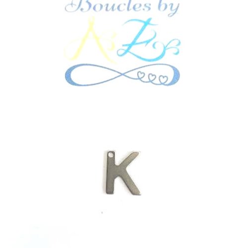 Pendentif lettre k en acier inox argenté init3-k