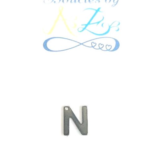 Pendentif lettre n en acier inox argenté init3-n