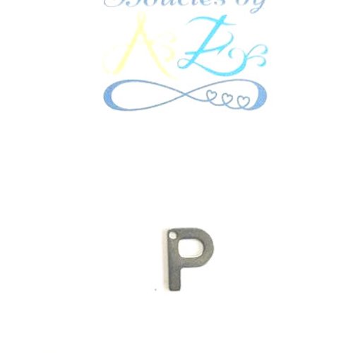 Pendentif lettre p en acier inox argenté init3-p