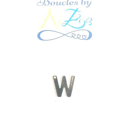 Pendentif lettre w en acier inox argenté init3-w