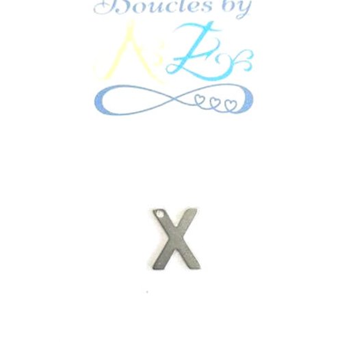 Pendentif lettre x en acier inox argenté init3-x