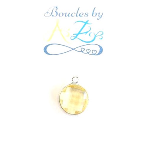 *pendentif rond à facettes, jaune 15mm ar16-7*