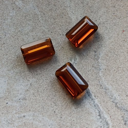 Perle facettée rectangle marron 10x15mm pma1-6